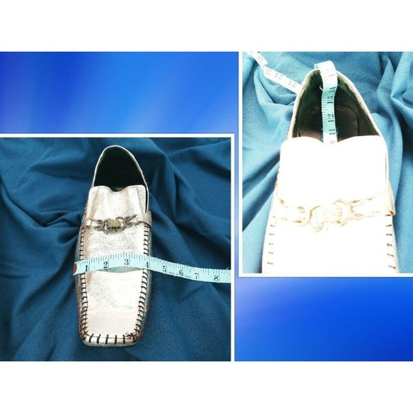 Aurelio Garcia Fiesso Square Toe Silver FI-8068 Leather Dress Loafers Men's 13 - Picture 10 of 12